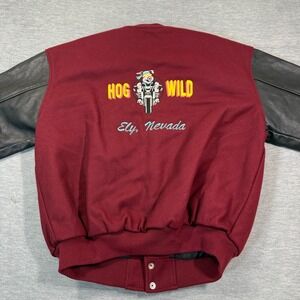 West Ark Jacket Mens XL Maroon Varsity Hog Wild Ely Nevada Biker Bomber USA Made